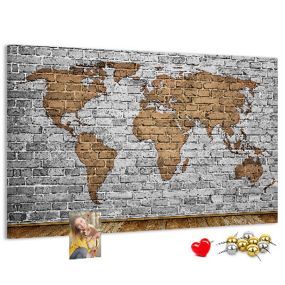 Cork display board Brick world map