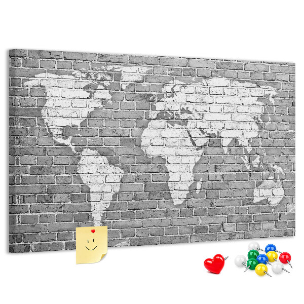 Cork memo board World map on bricks