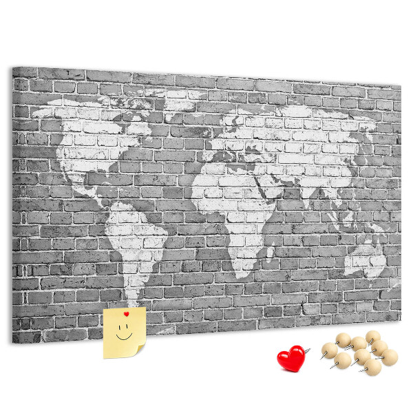 Cork memo board World map on bricks