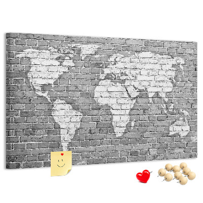 Cork memo board World map on bricks