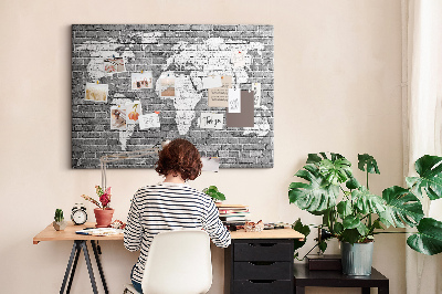 Cork memo board World map on bricks