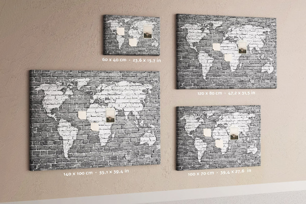 Cork memo board World map on bricks