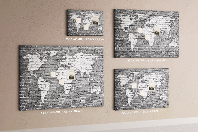 Cork memo board World map on bricks