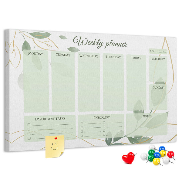 Cork board Leafy weekly planner