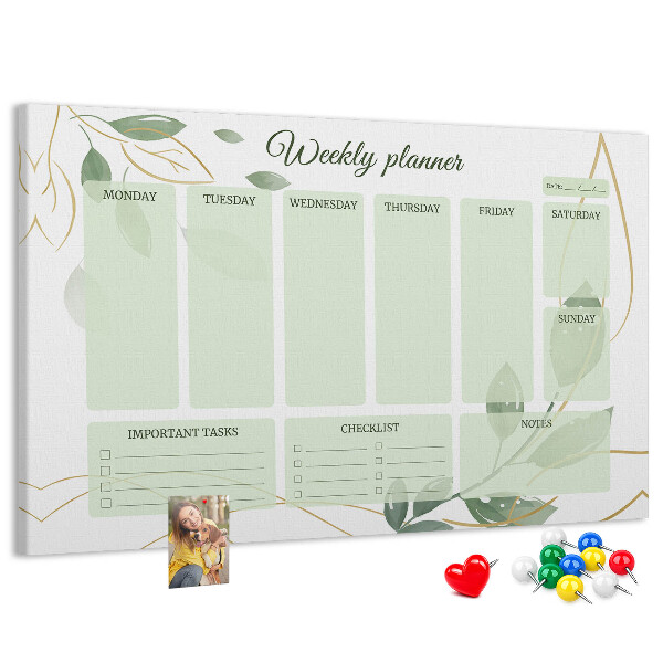 Cork board Leafy weekly planner