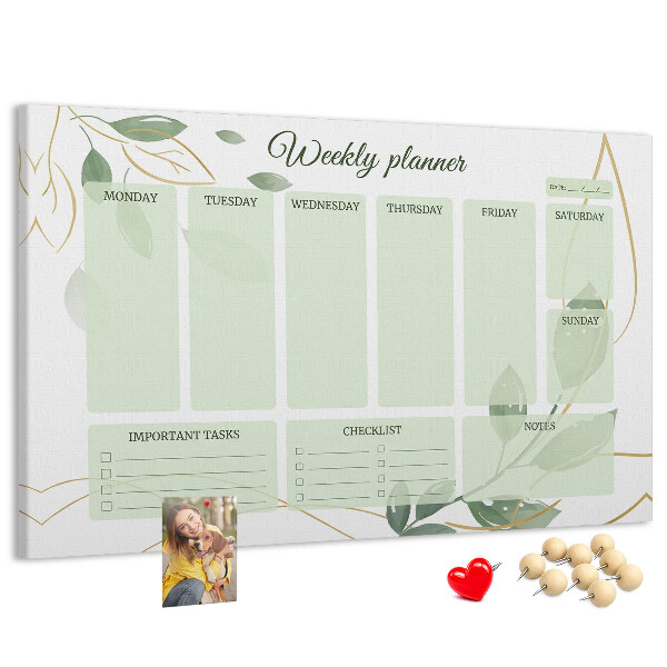 Cork board Leafy weekly planner