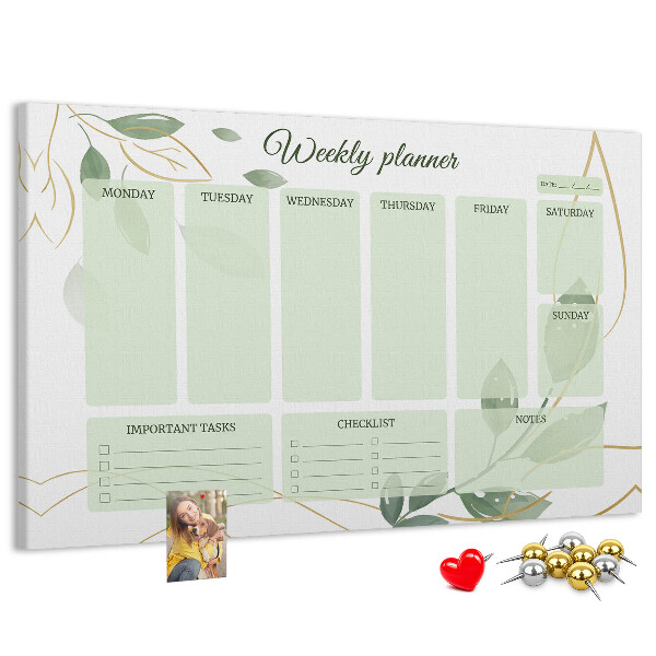 Cork board Leafy weekly planner