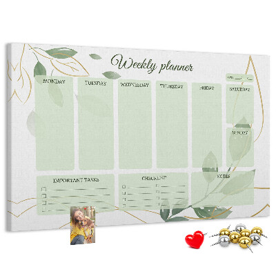 Cork board Leafy weekly planner