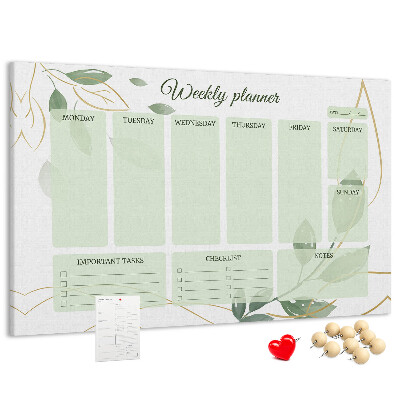 Cork board Leafy weekly planner