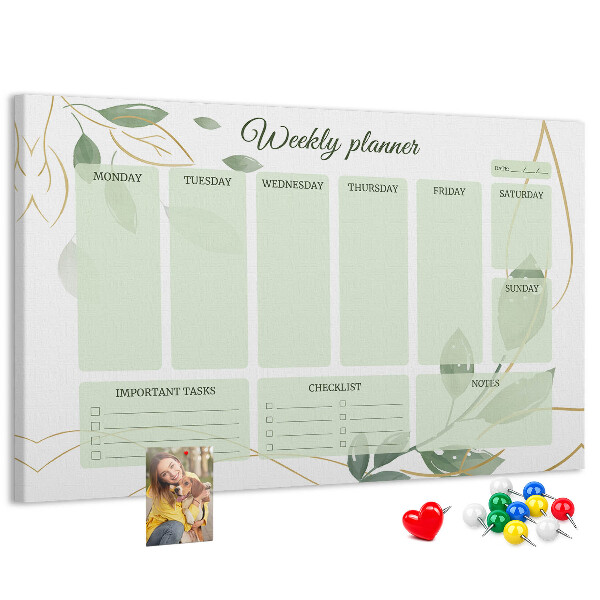 Cork board Leafy weekly planner