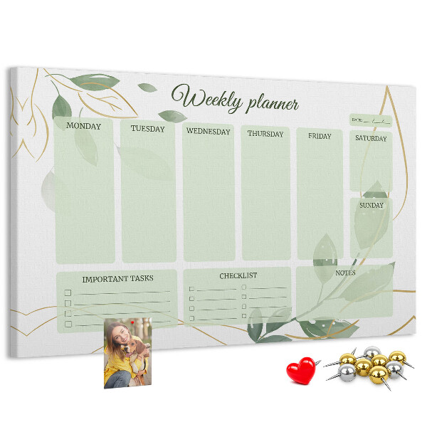 Cork board Leafy weekly planner