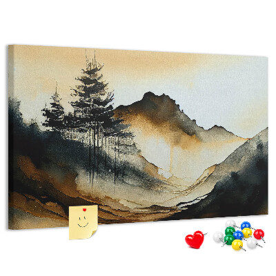 Cork memo board Abstract landscape