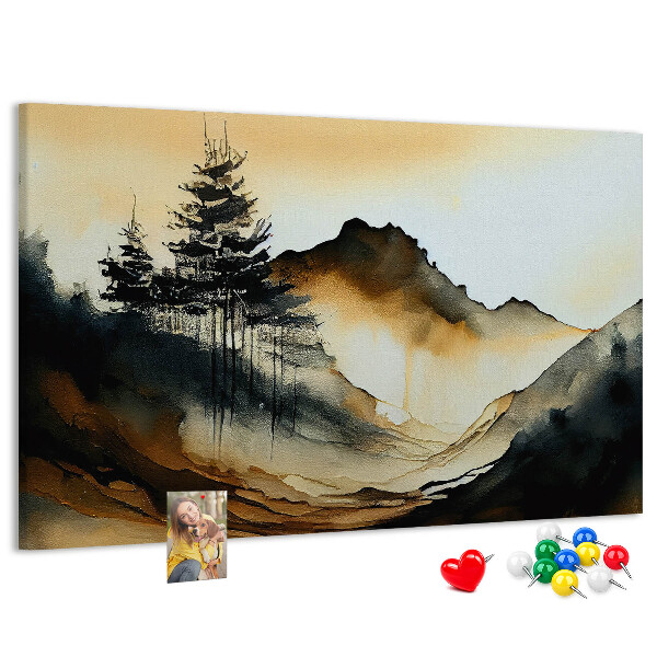 Cork memo board Abstract landscape