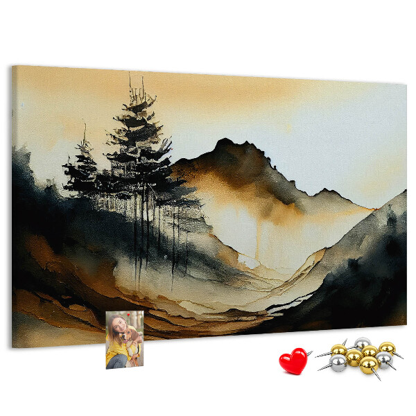 Cork memo board Abstract landscape