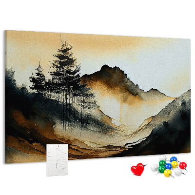 Cork memo board Abstract landscape