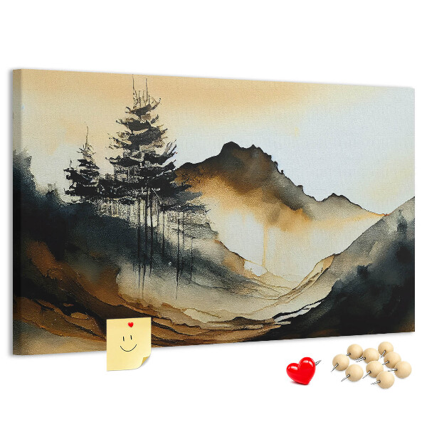 Cork memo board Abstract landscape