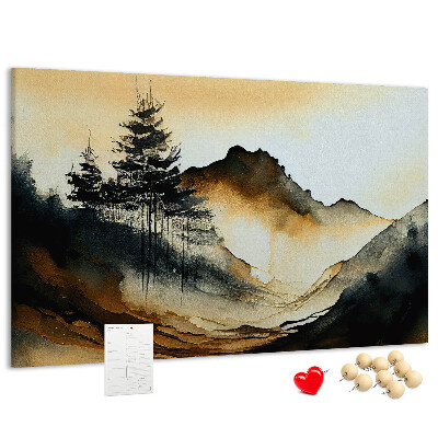 Cork memo board Abstract landscape