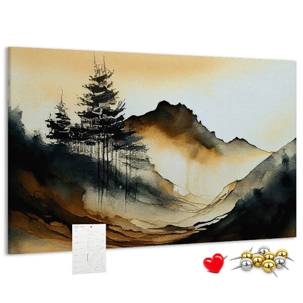 Cork memo board Abstract landscape