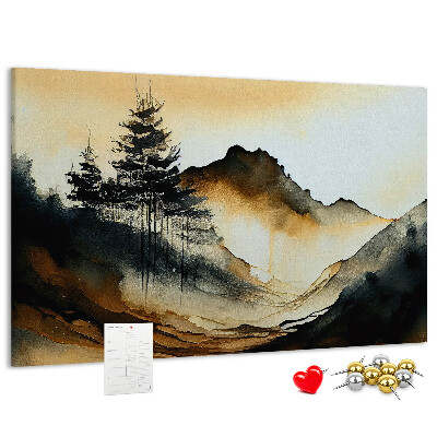 Cork memo board Abstract landscape