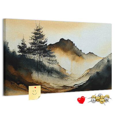 Cork memo board Abstract landscape