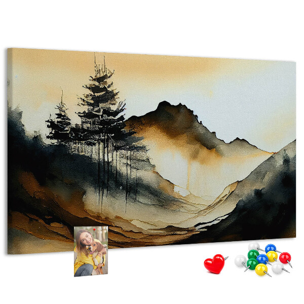Cork memo board Abstract landscape