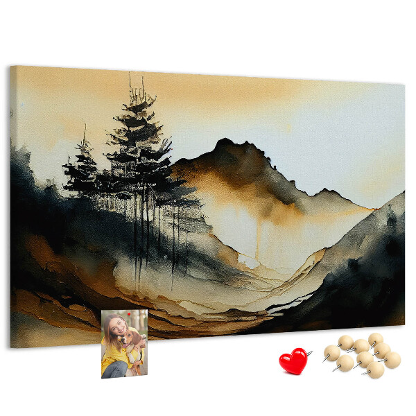 Cork memo board Abstract landscape