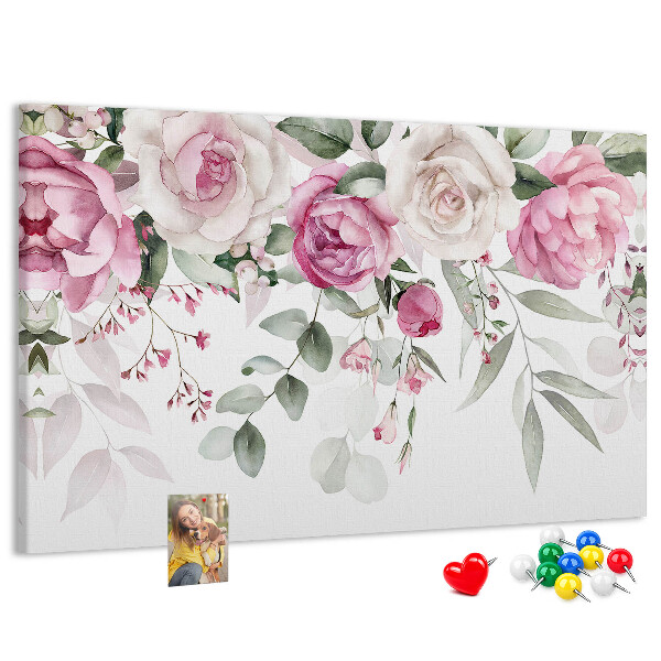 Cork display board Watercolor roses
