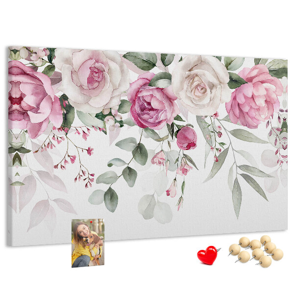 Cork display board Watercolor roses