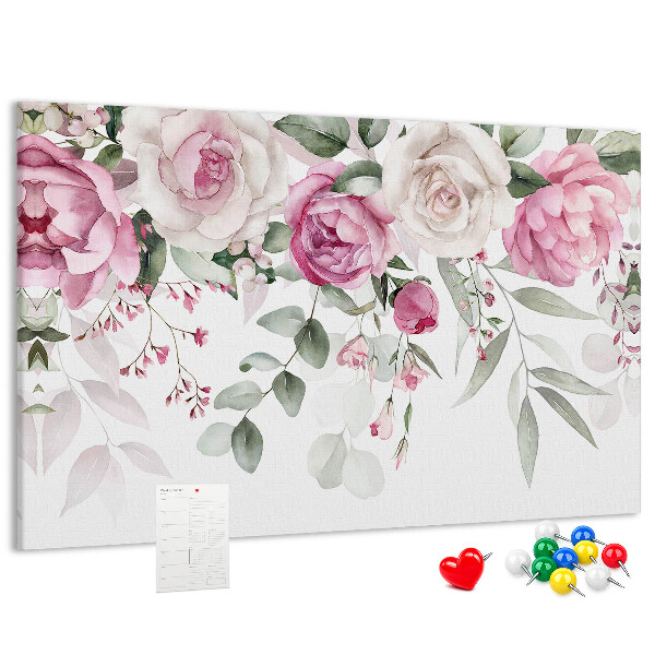 Cork display board Watercolor roses