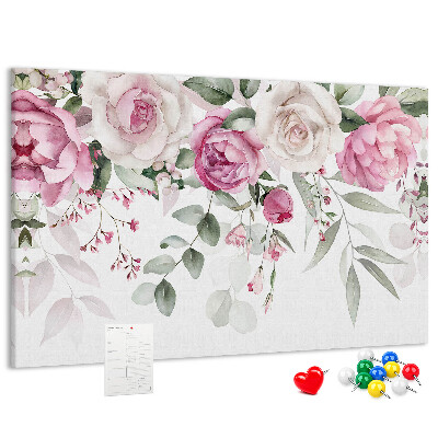 Cork display board Watercolor roses
