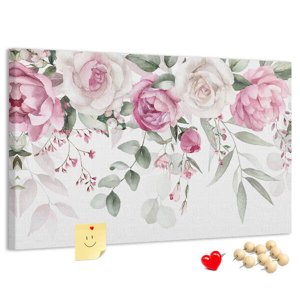 Cork display board Watercolor roses
