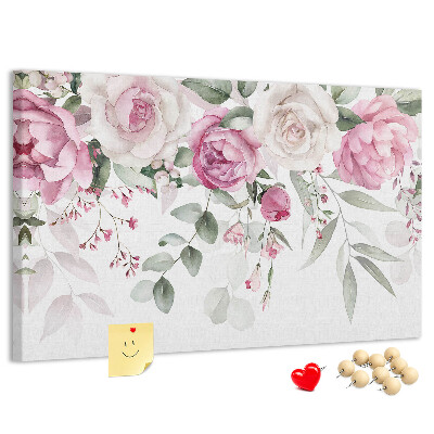 Cork display board Watercolor roses