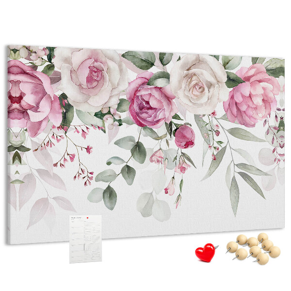 Cork display board Watercolor roses