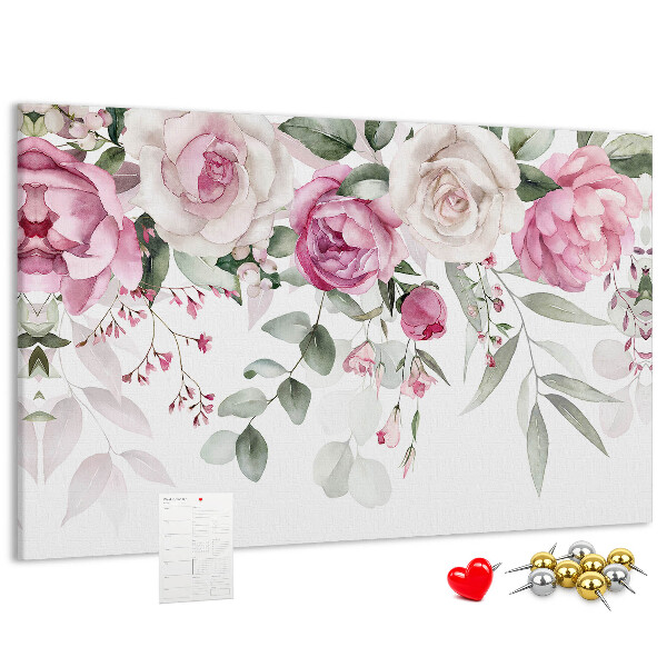 Cork display board Watercolor roses
