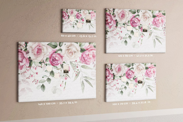 Cork display board Watercolor roses