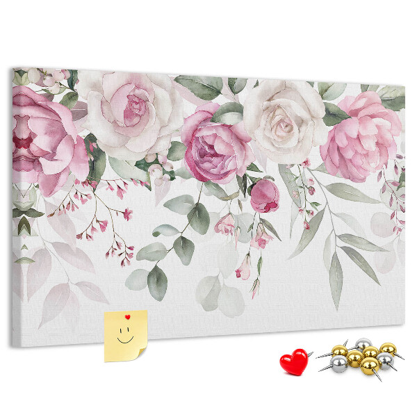 Cork display board Watercolor roses