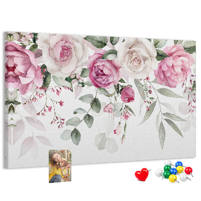 Cork display board Watercolor roses