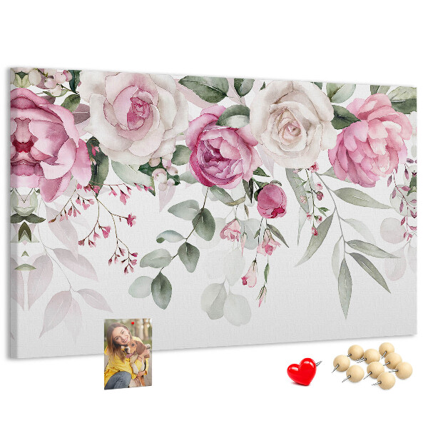 Cork display board Watercolor roses