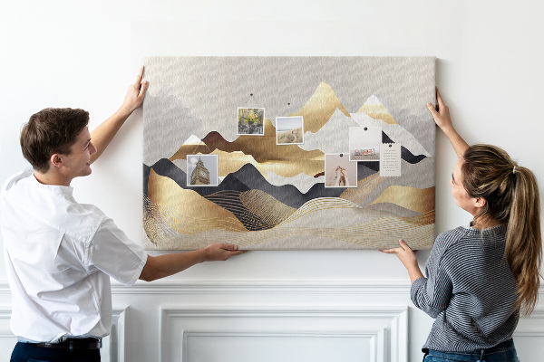 Cork memo board Mountains abstraction