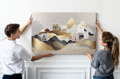 Cork memo board Mountains abstraction