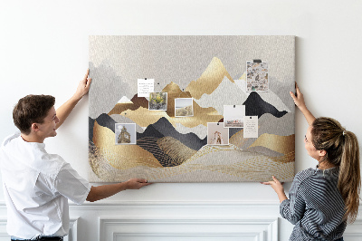 Cork memo board Mountains abstraction
