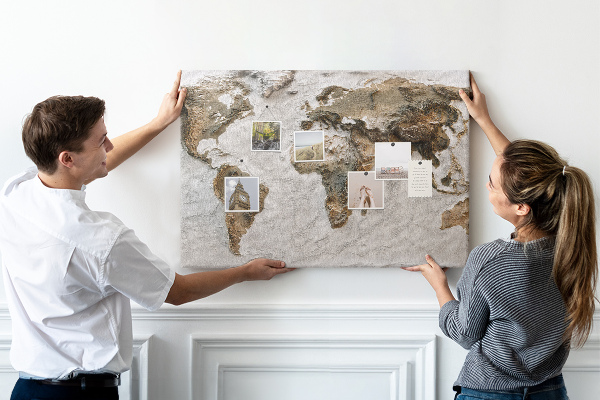 Cork board Old world map