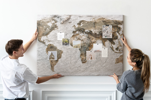 Cork board Old world map