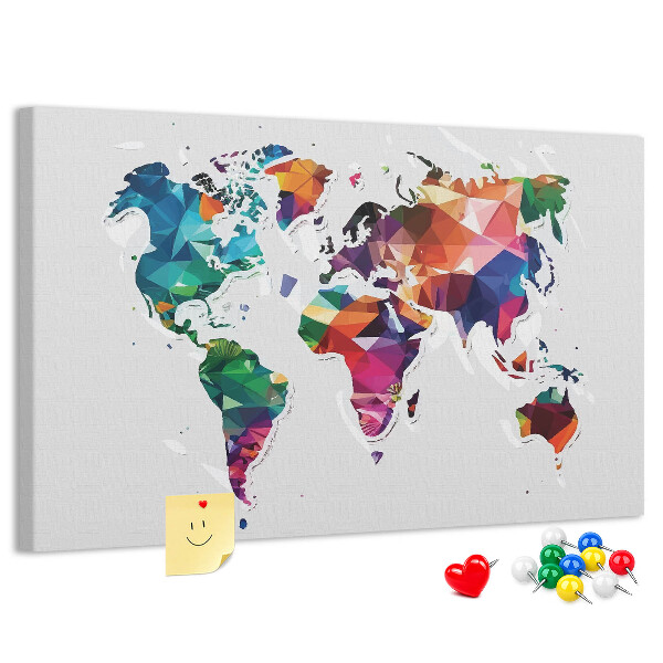 Cork display board Triangle world map