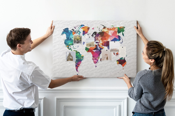 Cork display board Triangle world map