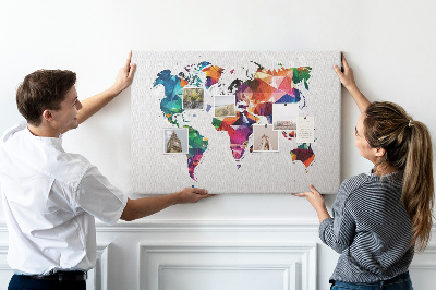 Cork display board Triangle world map