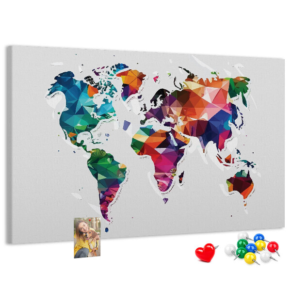 Cork display board Triangle world map