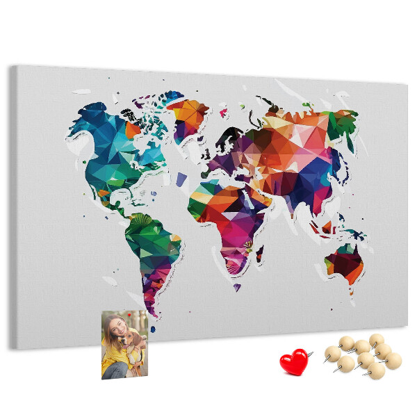 Cork display board Triangle world map