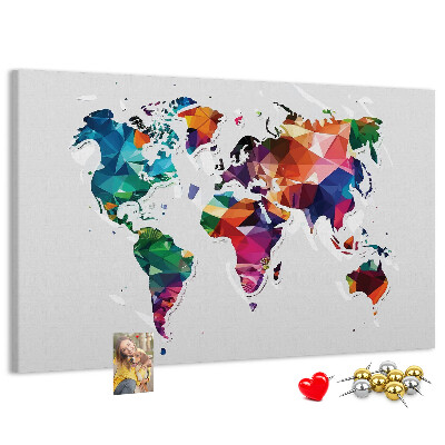 Cork display board Triangle world map