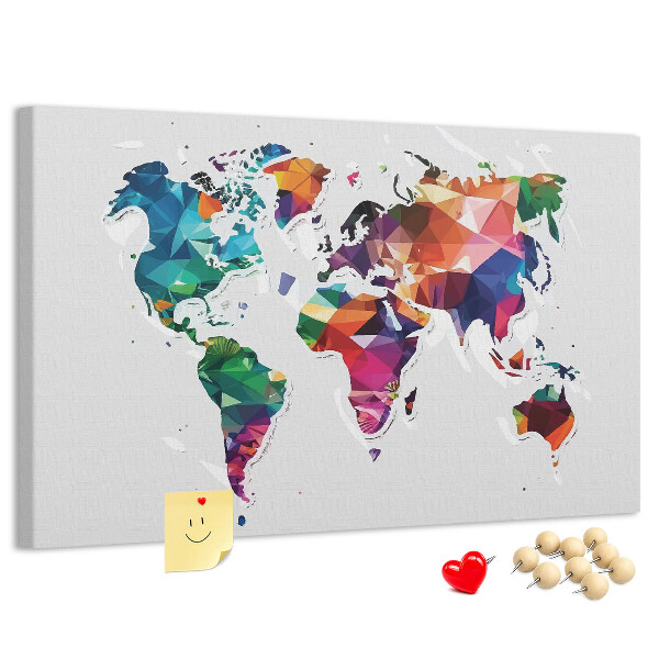 Cork display board Triangle world map